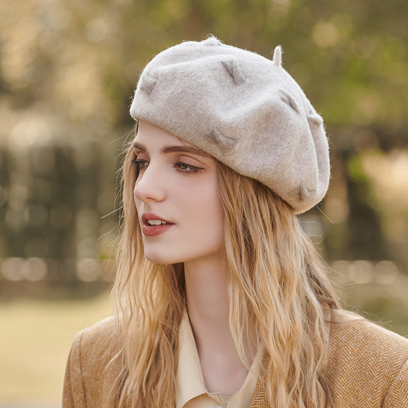 Wool Cap Children's Warm Painter Bow Beret