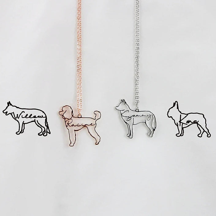 Customized Pet Shape Name Pendant Stainless Steel Necklaces For Women Personalized Cat Necklace Animal Memorial For Pet Lover