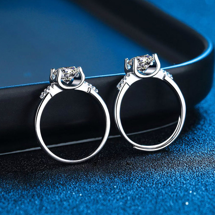 S925 Sterling Silver Cow Head Moissanite Ring Women