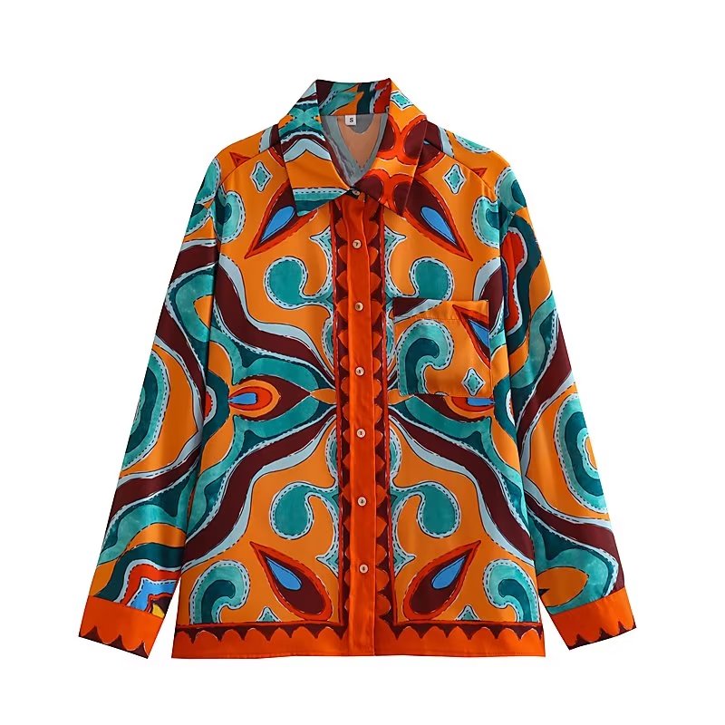 Vintage Silk Satin Texture Shirt Top