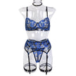 Tulle Flower Embroidered Underwear Bra Set