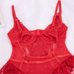 One-piece Underwear Mesh Embroidered Lace Stitching Deep V Suit