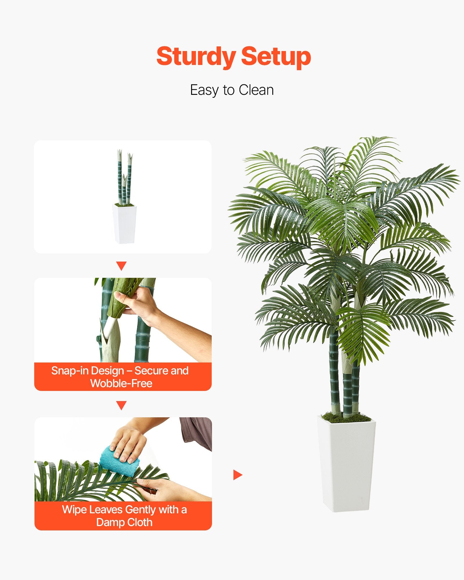 6ft Artificial Areca Palm Tree Fake Plant With White Planter Indoor