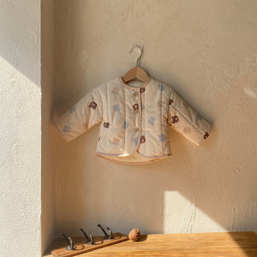 Quilted Mini Bear Cardigan Cotton Coat Jacket Baby Jumpsuit
