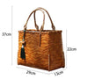 Female Minority Bamboo Woven Bag Travel Handbag