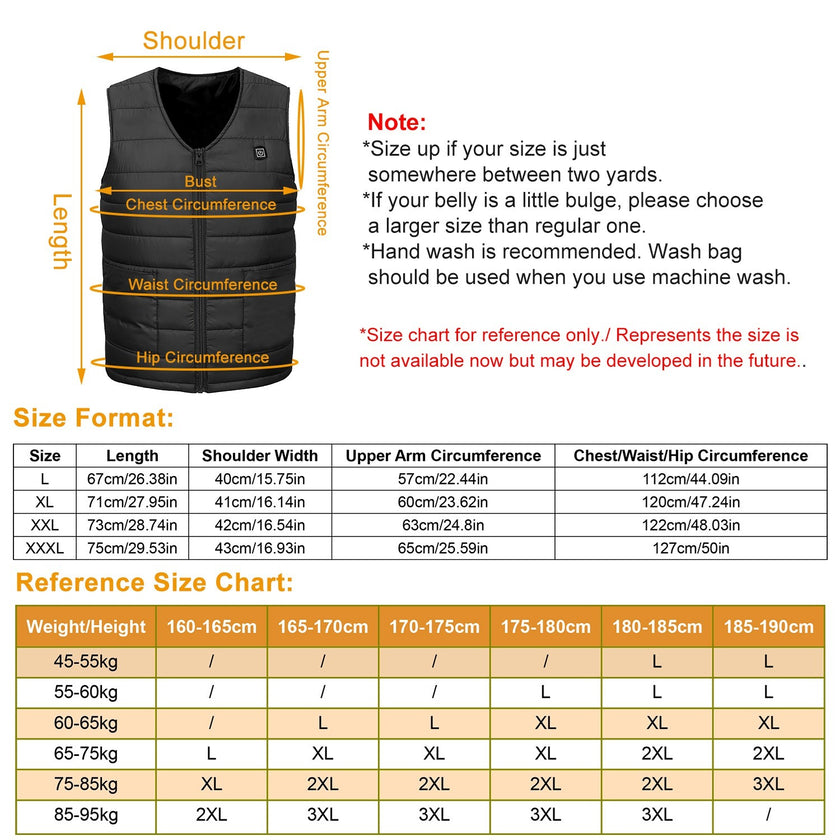 1Pc Heat Jacket Vest 3 Heating Gear Adjustable USB Heated Vest Warm Heat Coat Vest With 10 Heating Pads For Men Women Winter Outdoor Activity