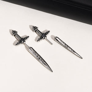 Stainless Steel Black Retro Hip Hop Sword Ear Studs