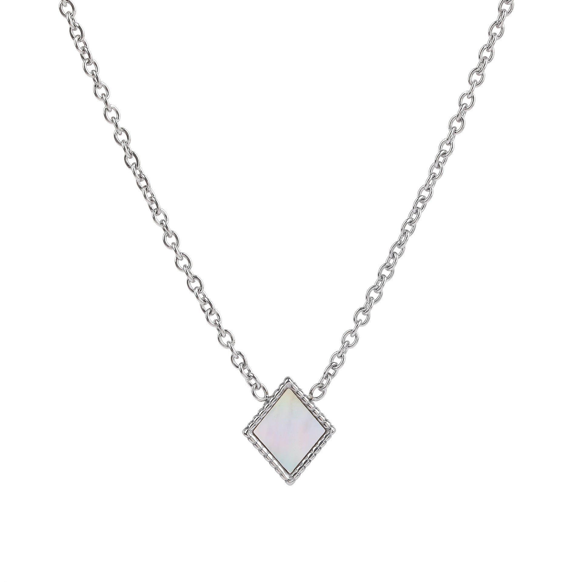 Square Natural White Shell Pendant Collarbone Necklace Bracelet