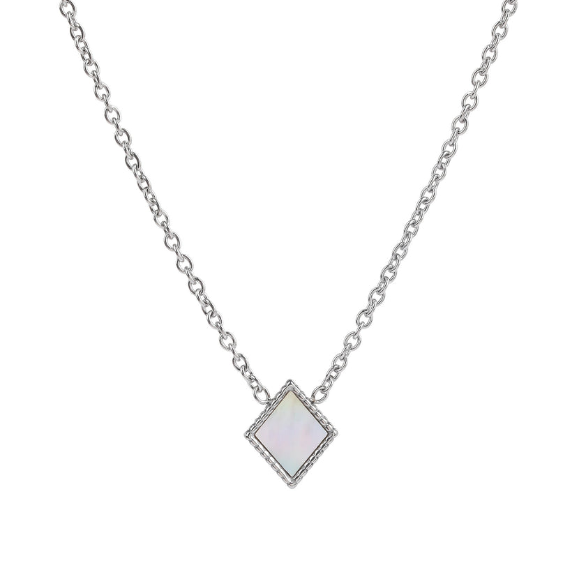 Square Natural White Shell Pendant Collarbone Necklace Bracelet