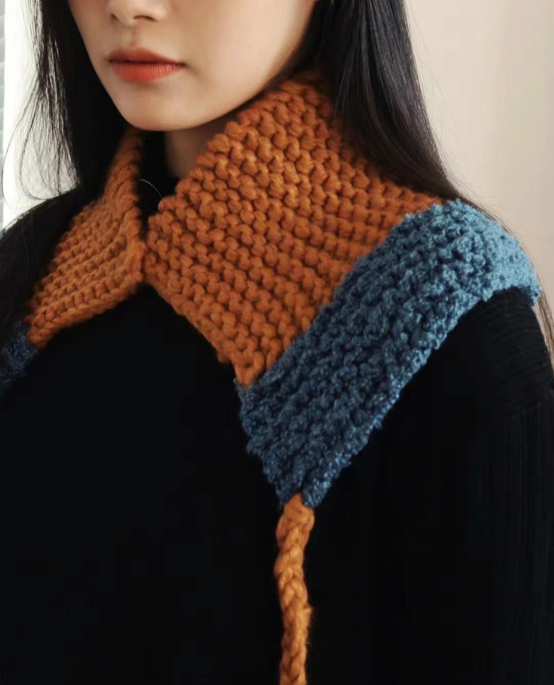 Cute Tethered Color Contrast Knit Hat