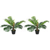 2 Pack 60cm Artificial Palm Tree Decorative Plant With Nursery Pot, Fake Tropical Tree For Indoor Outdoor Decor