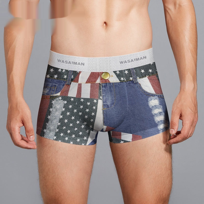 Personalized Denim Print Boxer Men's Underwear