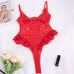 One-piece Underwear Mesh Embroidered Lace Stitching Deep V Suit