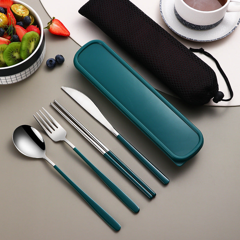 Kitchen Accessories Camping Travel Sets Gold Knife Fork Spoon Portable Cutlery Sets with case