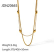Gold Double Layer Oval Bead Necklace Fashion For Women