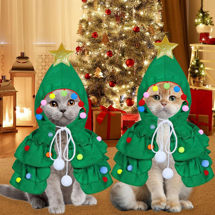 Cat Christmas Outfit Cat Kitten Christmas Clothes Cat Christmas Tree Costume With Star Ornament For Cats Kittens Pets