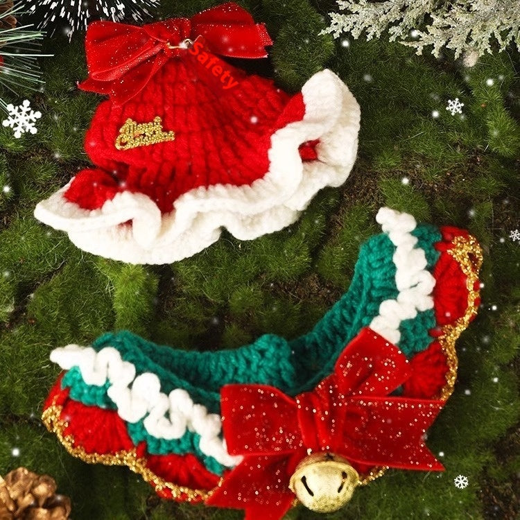 Cat Clothes Pet Scarf Muppet Collar Hat Decoration Winter Dog Scarf Christmas