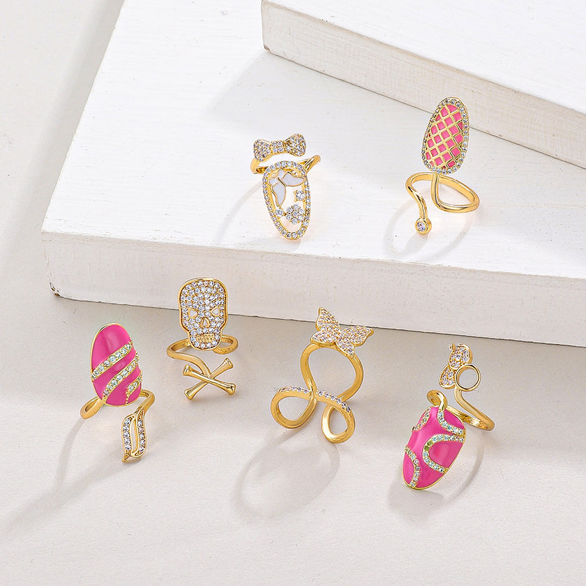 Zircon Oval Alloy Refined Personalized Dripping Nail Ring For Women