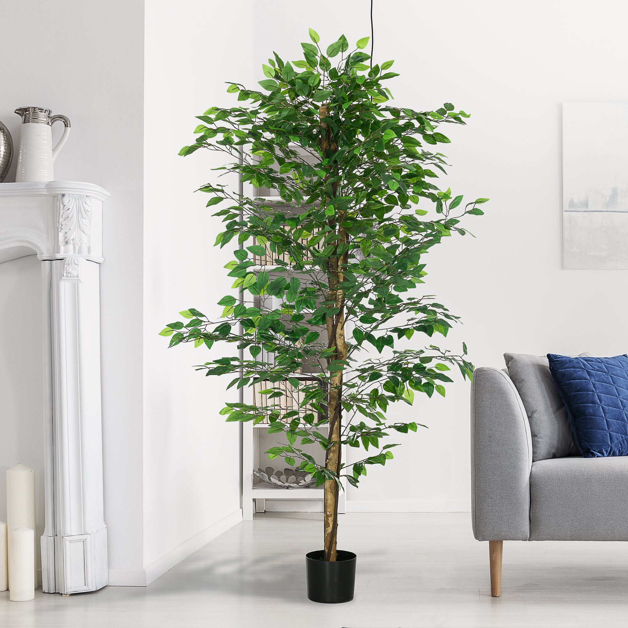 6ft Artificial Tree, Indoor Fake Ficus with Pot, for Home Office Living Room Decor