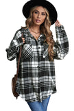 Lapel Single Breasted Shirt Women's Commuting Wear Loose Plaid