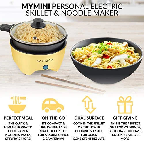 MyMini Personal Electric Skillet & Rapid Noodle Maker, Yellow