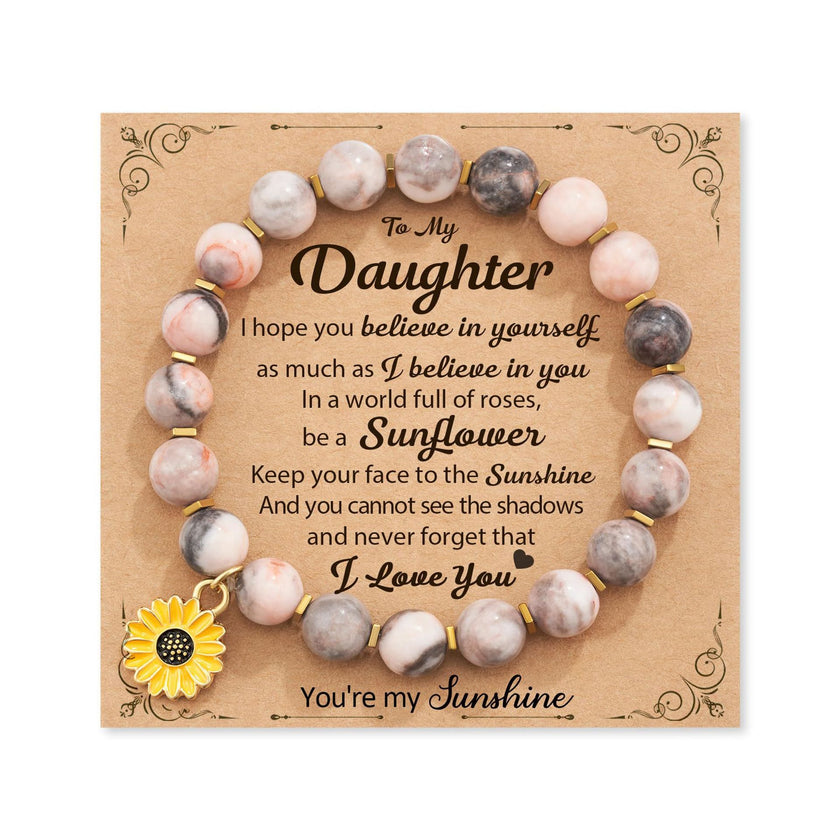 Zebra Sunflower Bracelet Natural Stone Bracelet