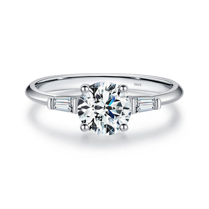 1 Karat Moissanite S925 Sterling Silver Shining Diamond-studded Ring Women