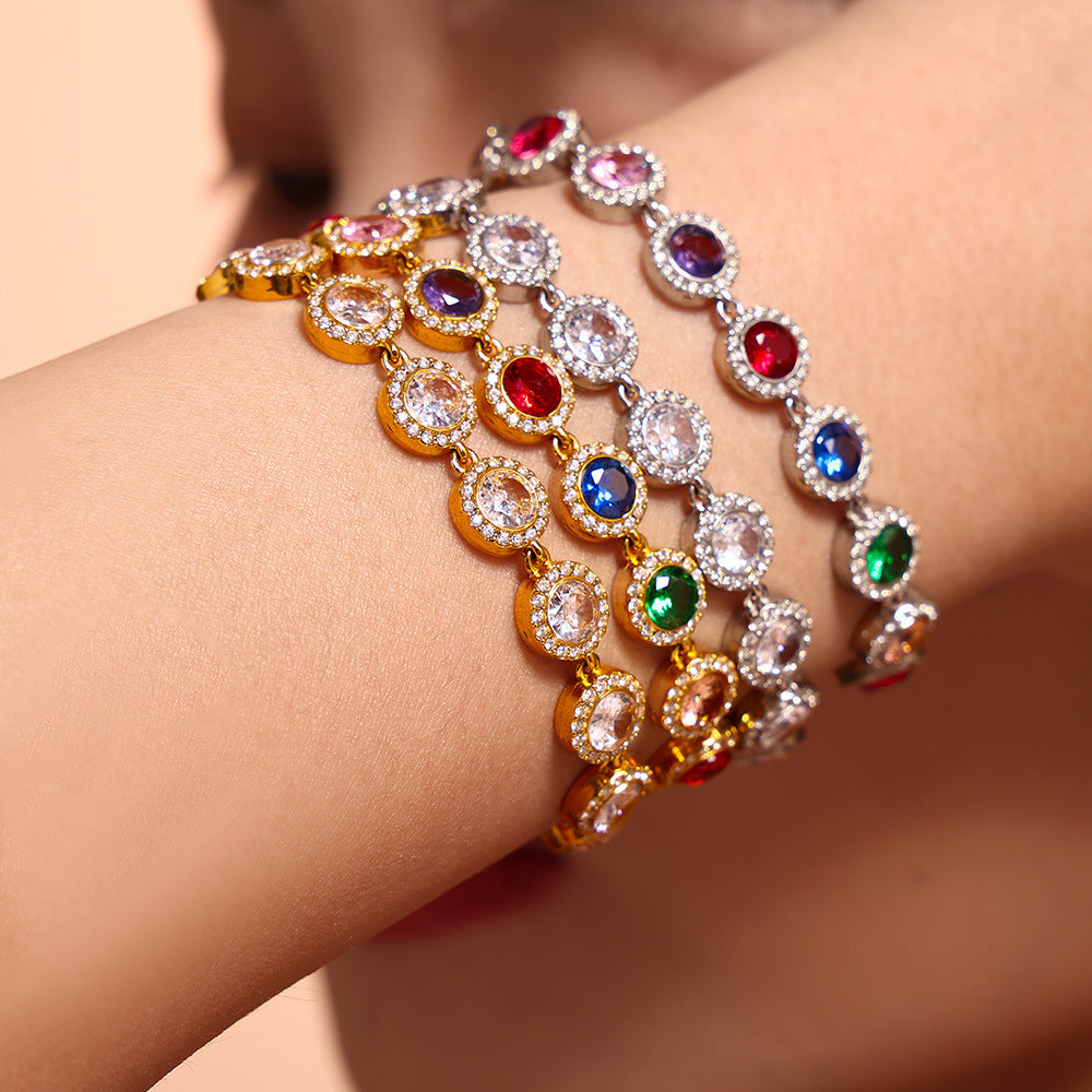 Love Shiny Zircon Stitching Bracelet Light Luxury Temperament