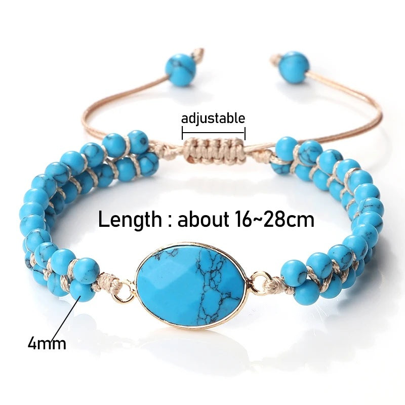 Hand-woven 4MM Natural Blue Turquoise Beads Irregular Bracelet