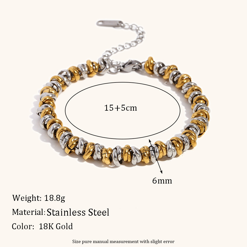 Women's Simple Niche Design Necklace Two-tone Ring Bracelet