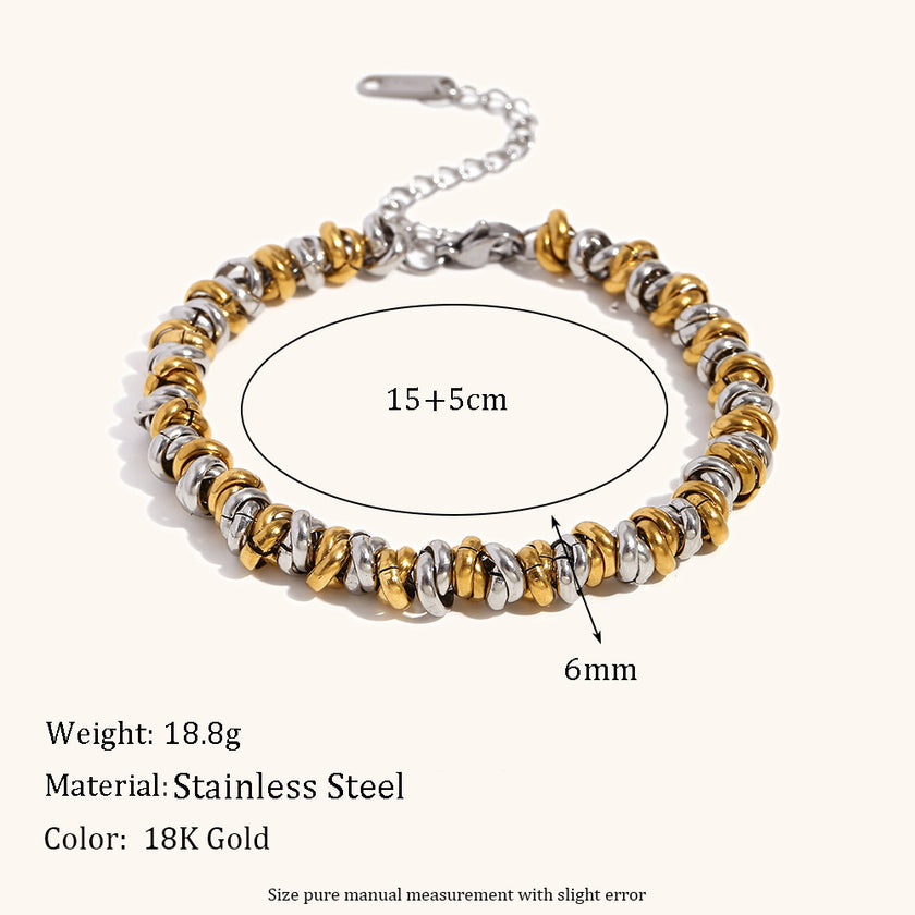 Women's Simple Niche Design Necklace Two-tone Ring Bracelet