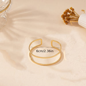 Double-layer Hollow Gold Bangle Bracelet Ladies