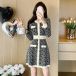 Women's French Round Neck Waist Trimming Classic Style Knitted Dress