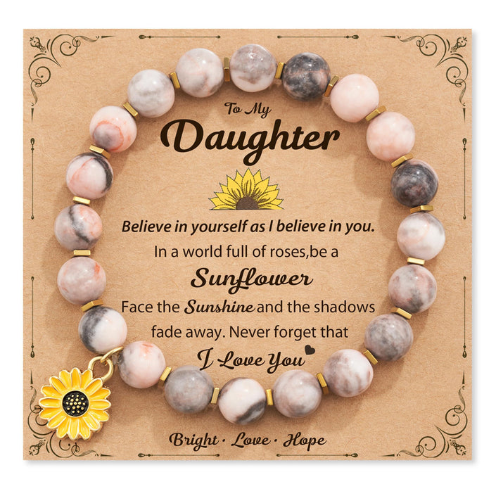 Zebra Sunflower Bracelet Natural Stone Bracelet