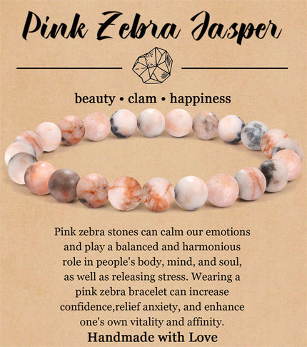 8mm Natural Stone Elastic Beaded Bracelet