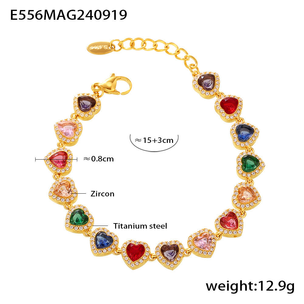 Love Shiny Zircon Stitching Bracelet Light Luxury Temperament