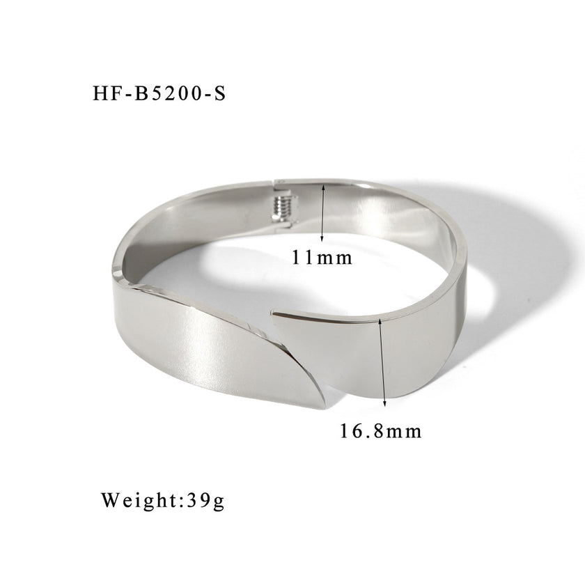 Hip Hop Style Exaggerated Wide Surface Simple Style Fine Polishing High Quality Mirror Personalized Opening Bracelet Heavy Industry