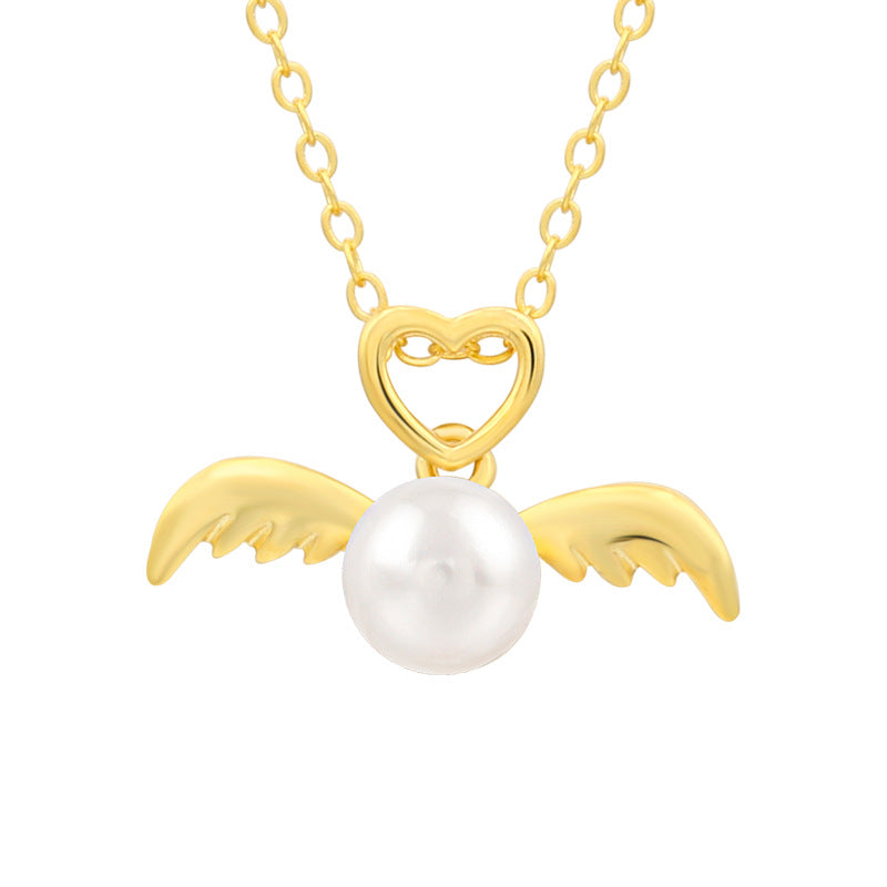 S925 Silver Pearl Pendant Women's Fashion Temperament Design Fetal Hair Angel Pendant