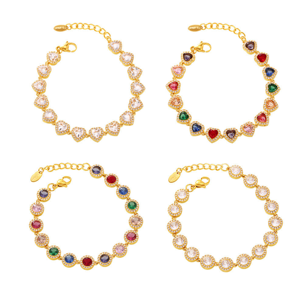 Love Shiny Zircon Stitching Bracelet Light Luxury Temperament