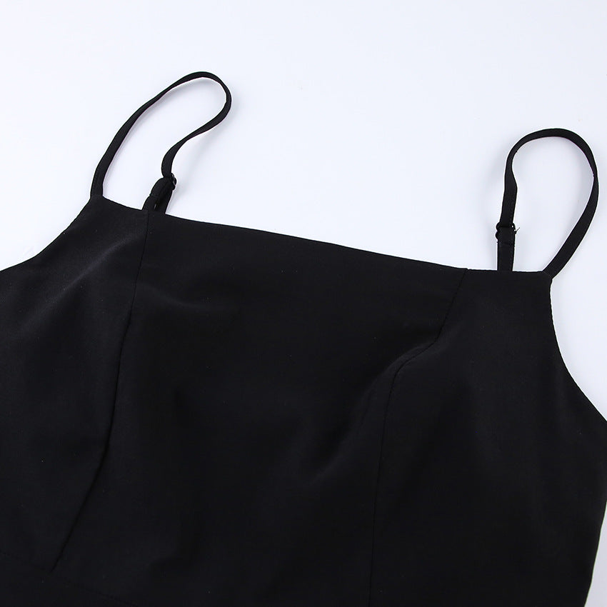 Square Collar Sleeveless Suspender Skirt Slim Fit Long Dress Slimming Women