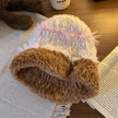 Plush Knitted Hat Women's Winter Earmuffs Show Face All-matching