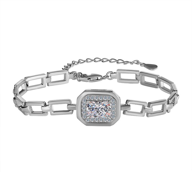 S925 Sterling Silver Moissanite Geometric Bracelet