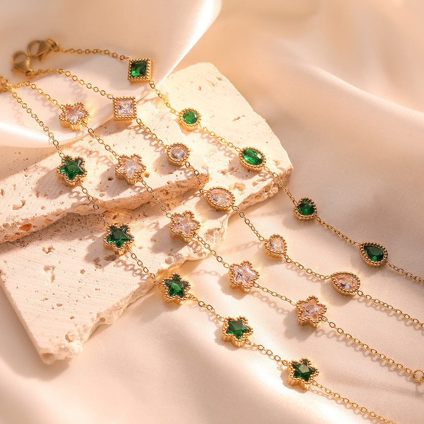 Affordable Luxury Fashion Gold-plated Zircon Titanium Steel Bracelet Female Niche Non-fading Bracelet