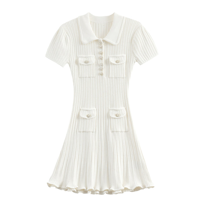 Classic White Classic Style Knitted Dress Waist Women's