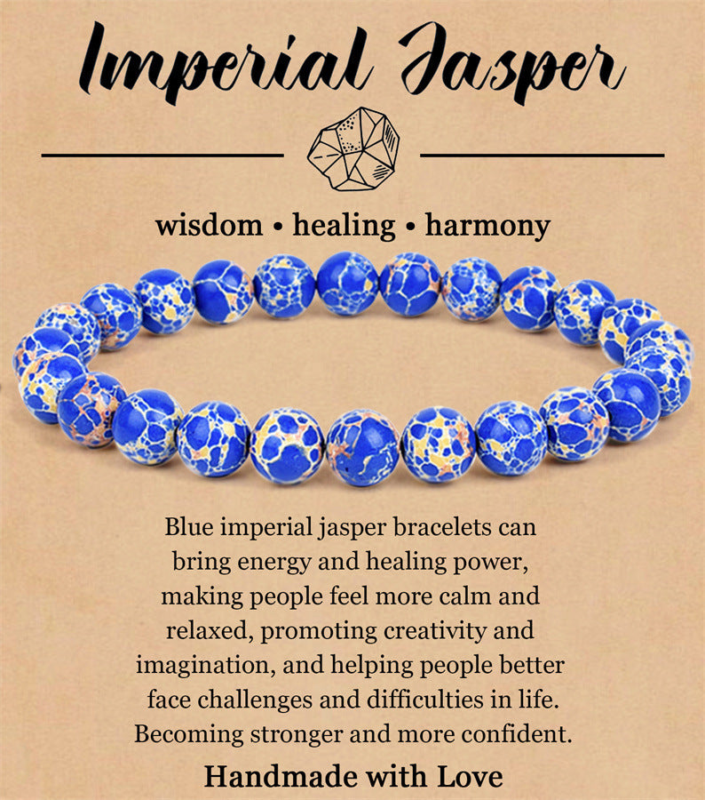 8mm Natural Stone Elastic Beaded Bracelet