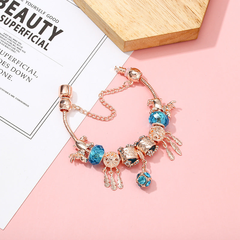 Rose Gold Tassel Mengnet Charm Women's Bracelet