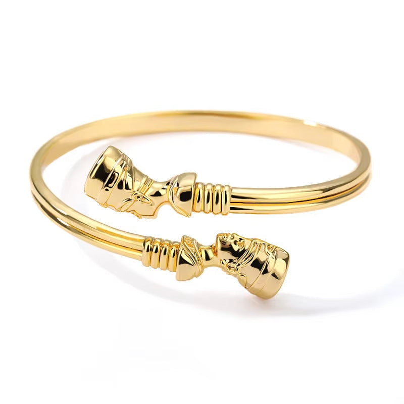 European And American Style Egyptian Pharaoh Head Hook Bracelet