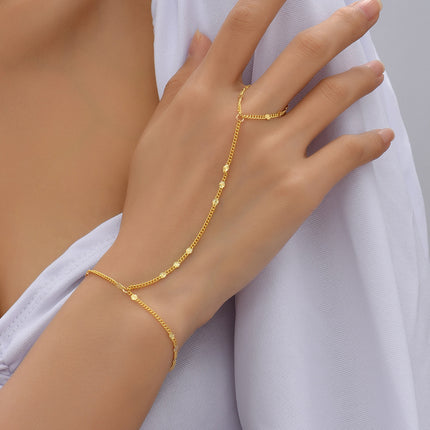 Small Beads Wafer Chain Ring Mitten-type Bracelet