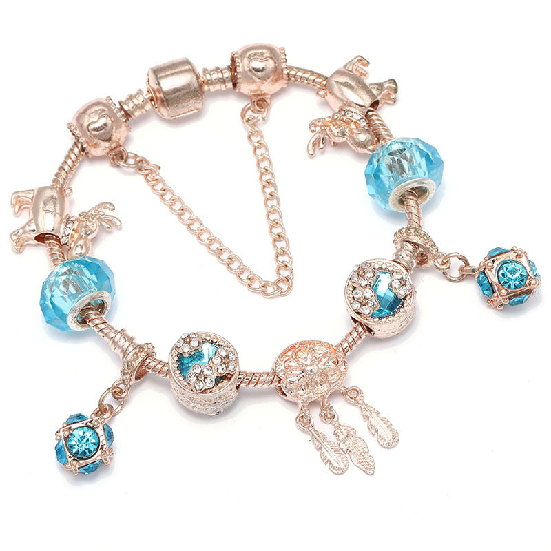 Rose Gold Tassel Mengnet Charm Women's Bracelet