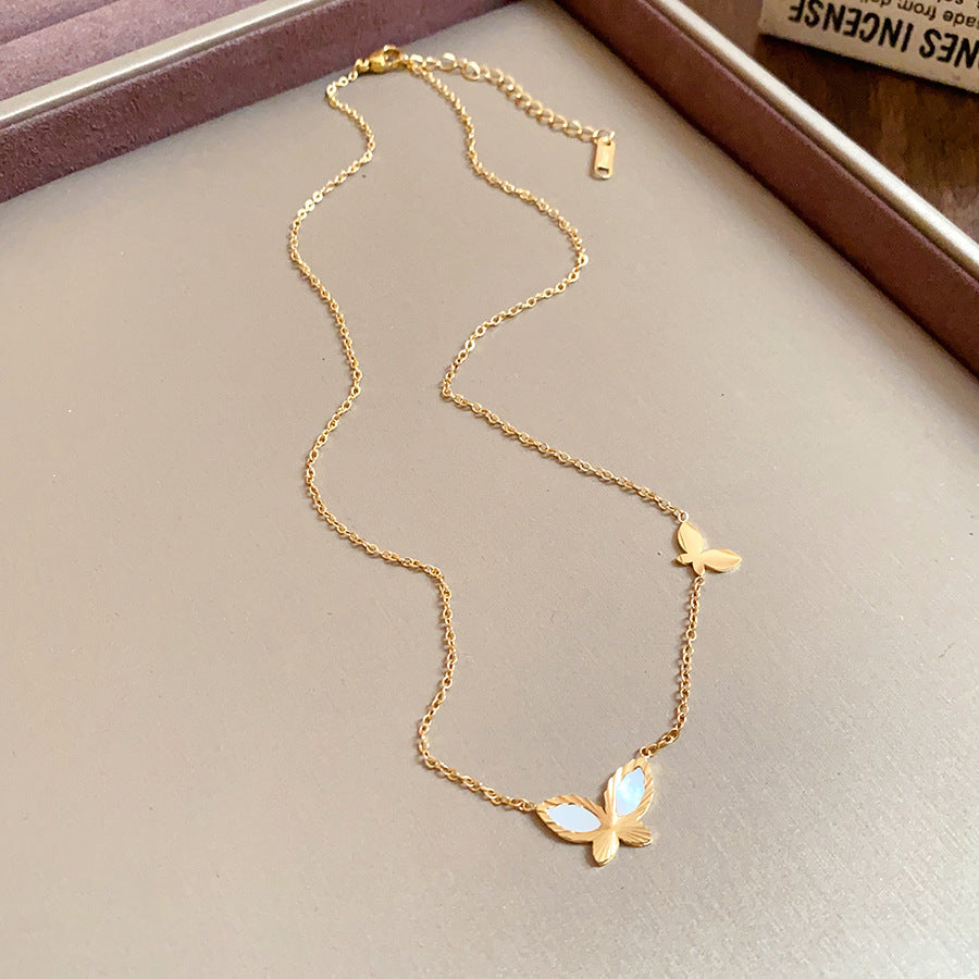 Titanium Steel Irregular Butterfly Necklace Korean Ins Sweet Elegance